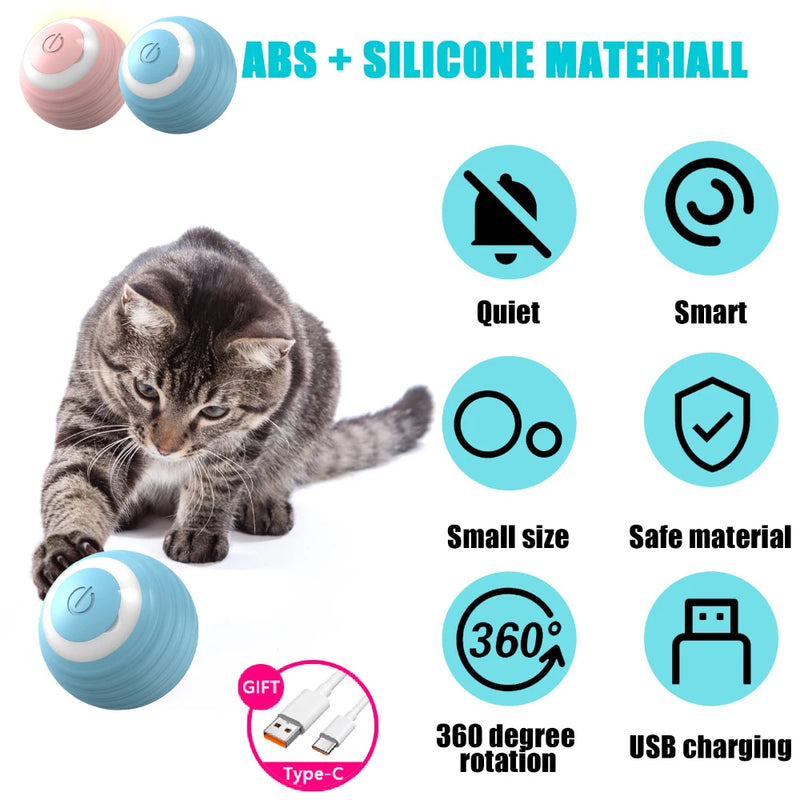 Bola automática de 360° interativa para gatos, bola giratória