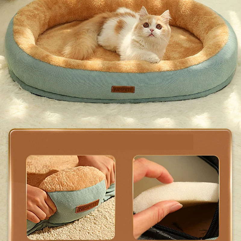 Cama para gatos, antiderrapante, inverno, quente, pequeno, canil, dormir, removido, lavado, macio, almofada